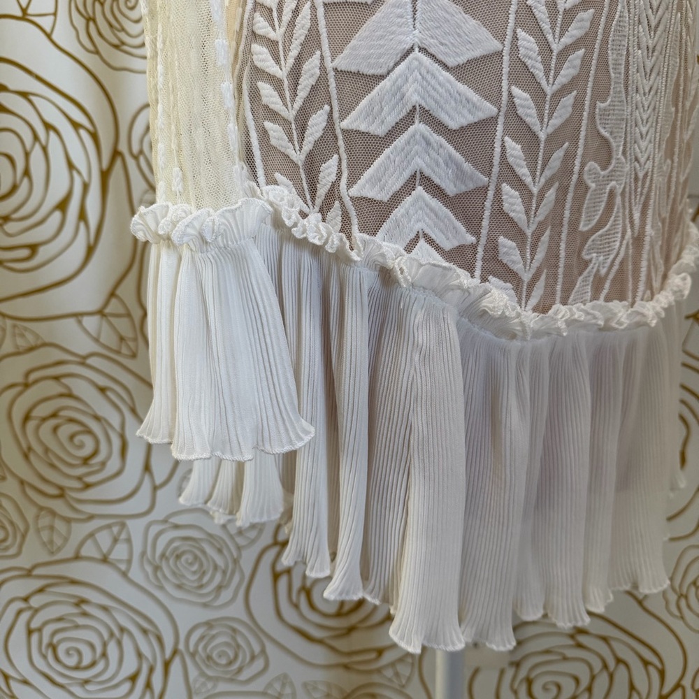 White Long Sleeve Lace Fit & Flare Dress - Picture 5 of 7